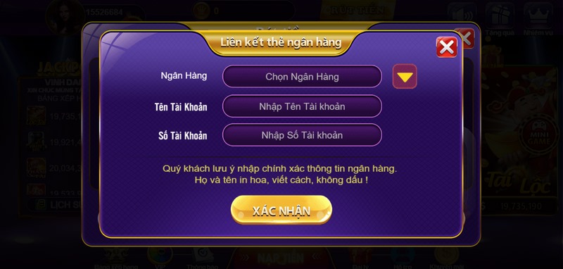 Chọn rút tiền 68 game bài khi mọi thông tin cung cấp đã chính xác